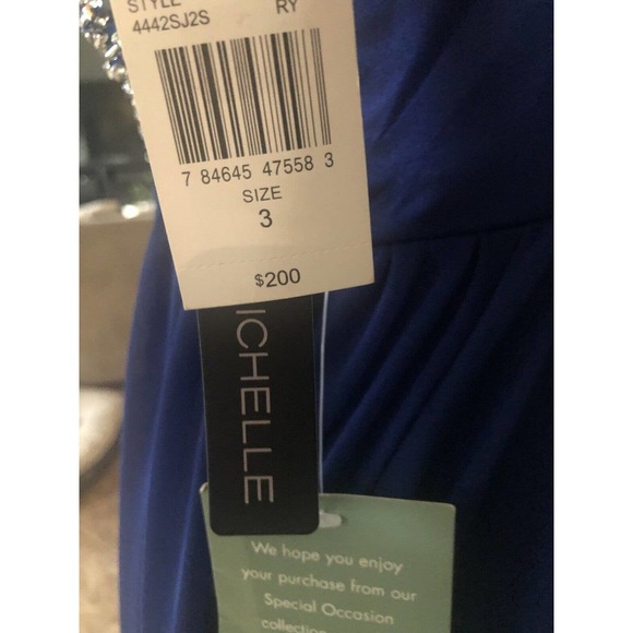 Cocktail Formal Sequin Full Length DRESS ROYAL BLUE SZ 3 $200 Read - Picture 5 of 13